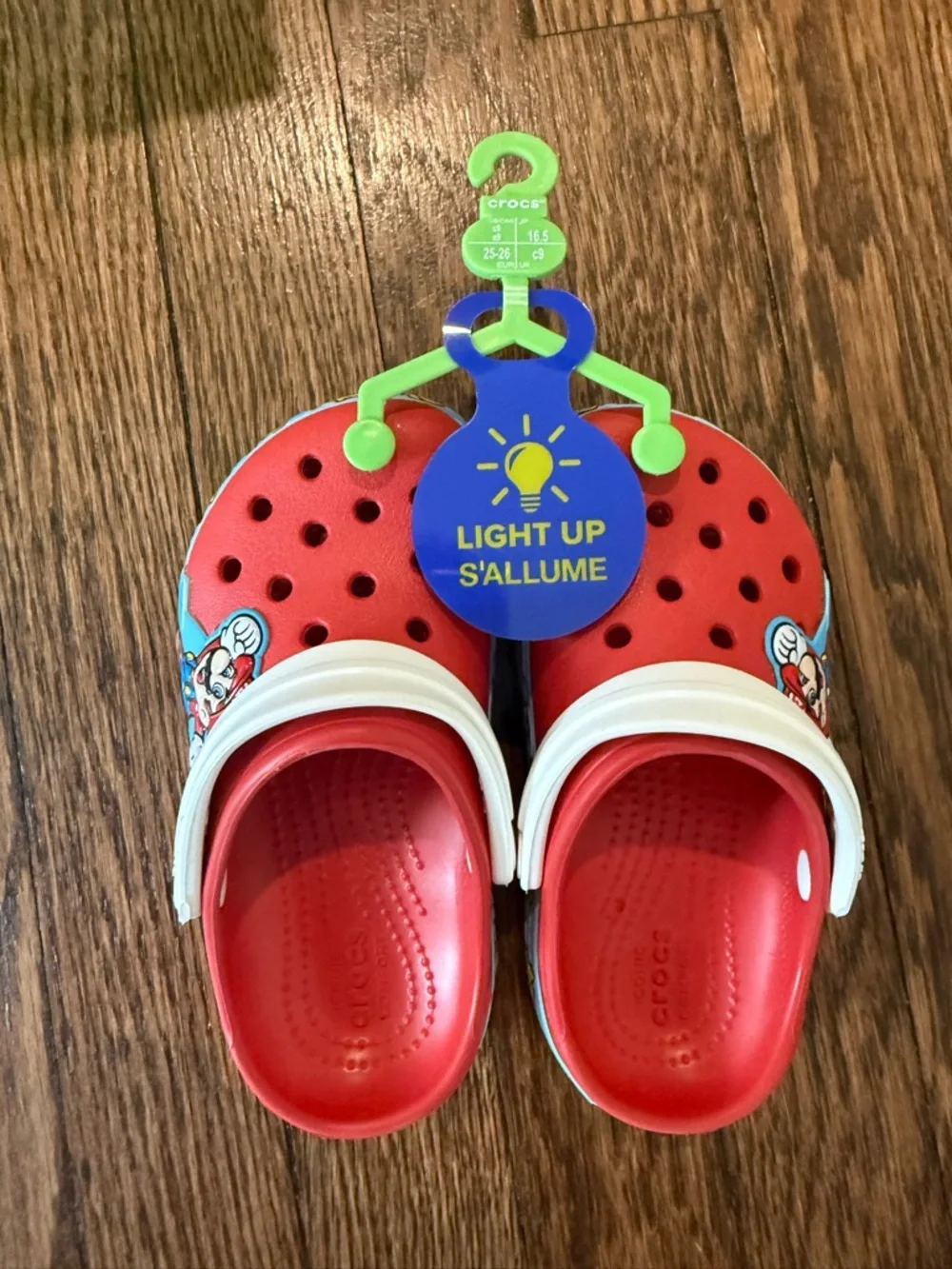 CROCS Kids Super Mario Light-Up Clog in Red with Blue Trim